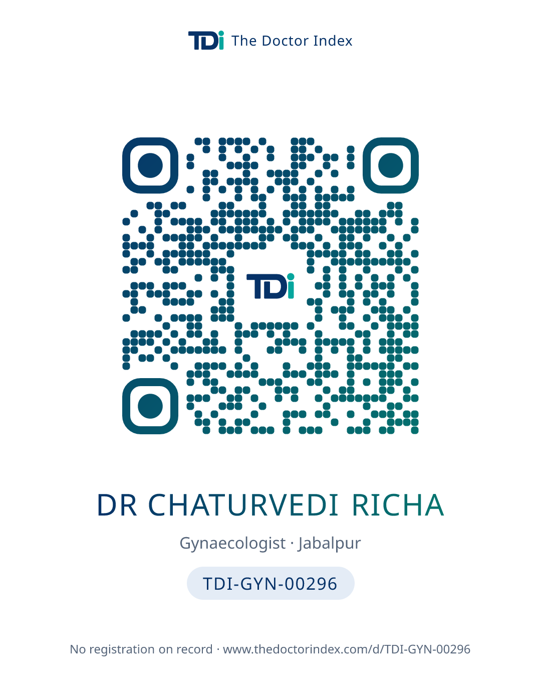 QR card for Dr Chaturvedi Richa, TDI-GYN-00296