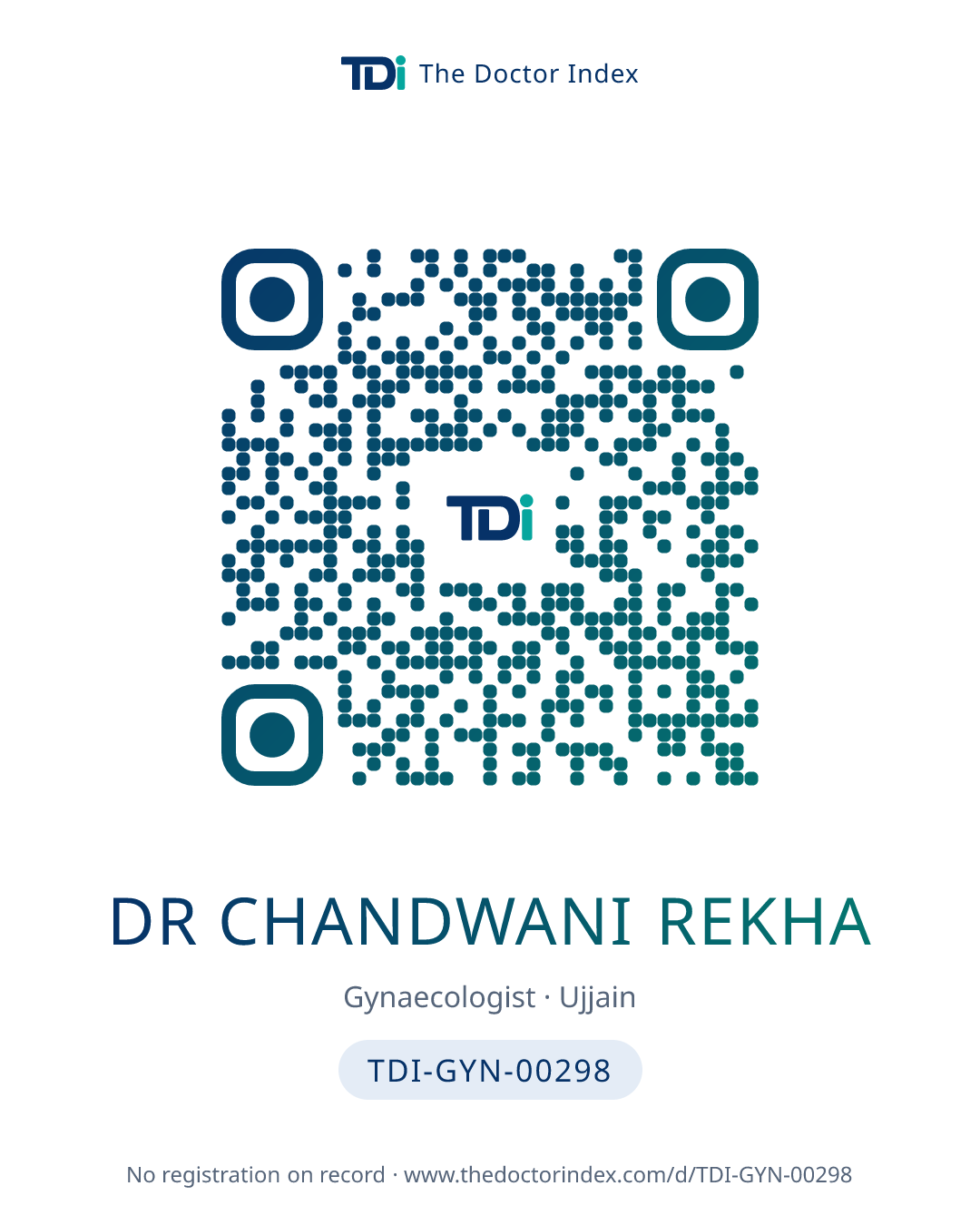 QR card for Dr Chandwani Rekha, TDI-GYN-00298
