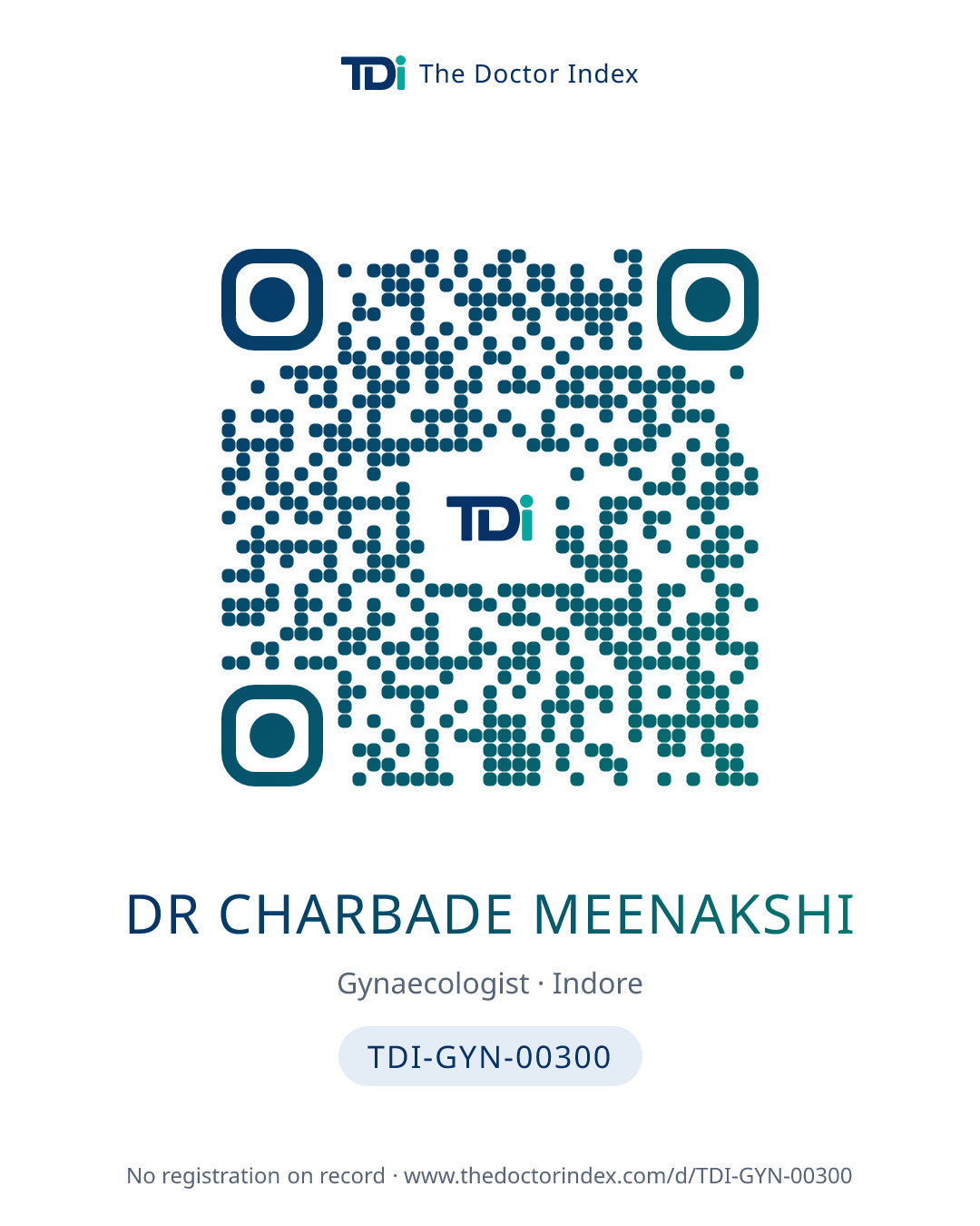 QR card for Dr Charbade Meenakshi, TDI-GYN-00300