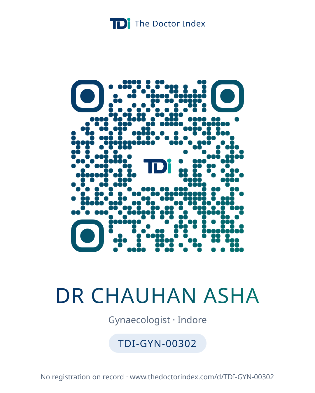QR card for Dr Chauhan Asha, TDI-GYN-00302