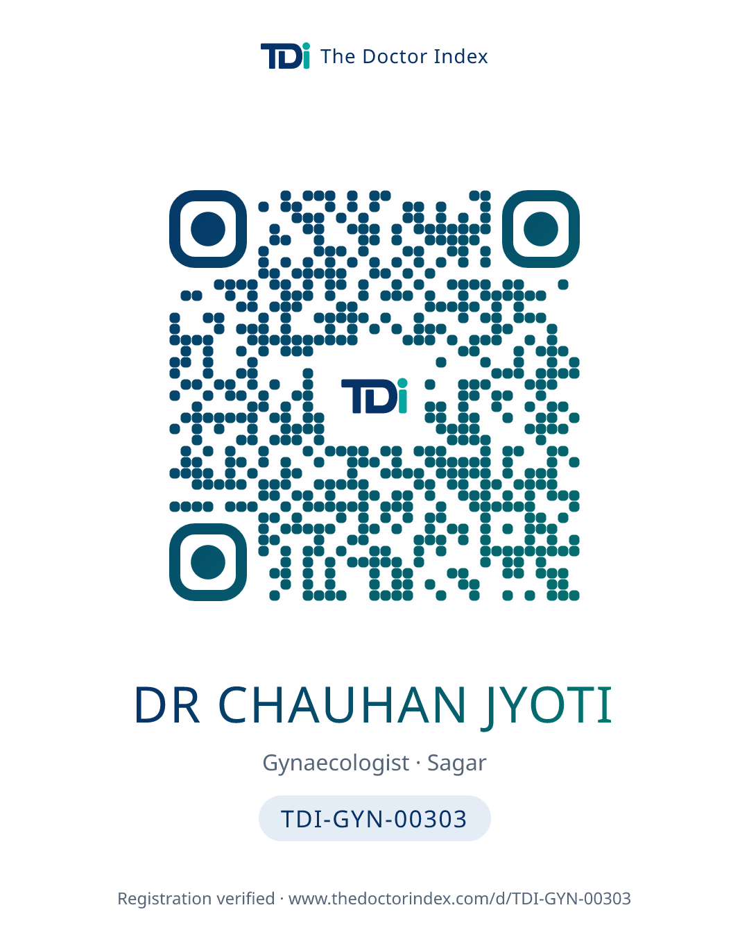 QR card for Dr Chauhan Jyoti, TDI-GYN-00303