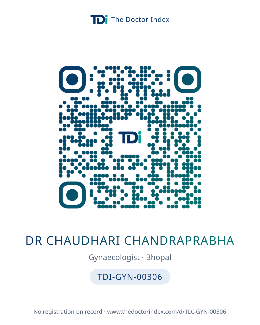 QR card for Dr Chaudhari Chandraprabha, TDI-GYN-00306