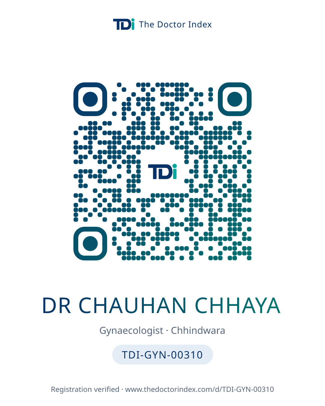QR card for Dr Chauhan Chhaya, TDI-GYN-00310