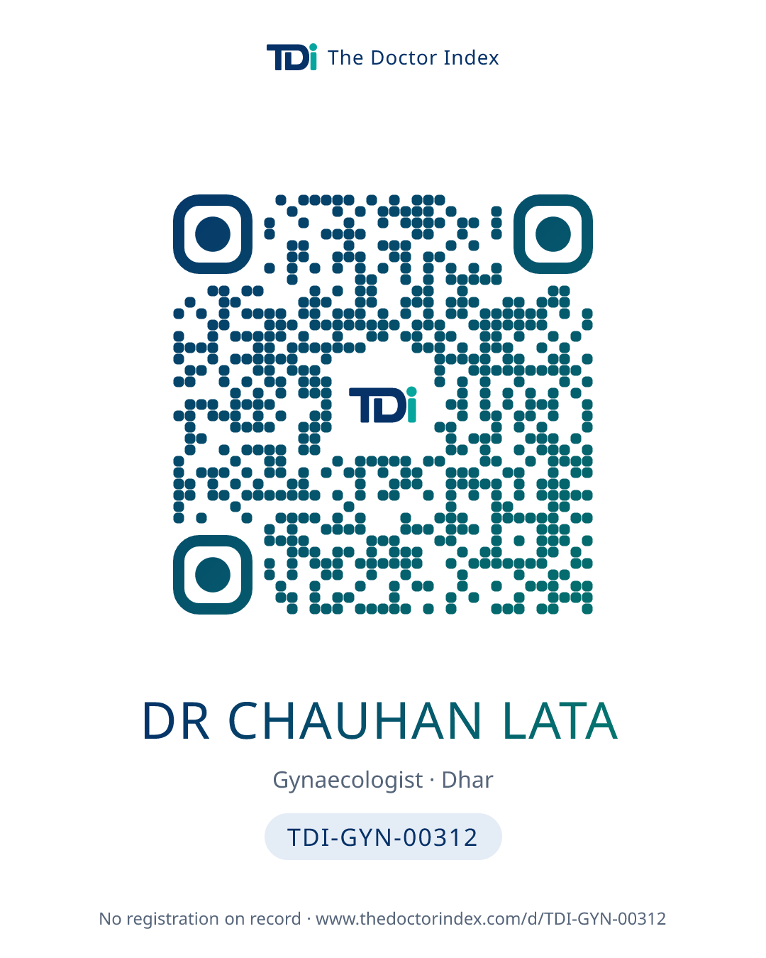 QR card for Dr Chauhan Lata, TDI-GYN-00312
