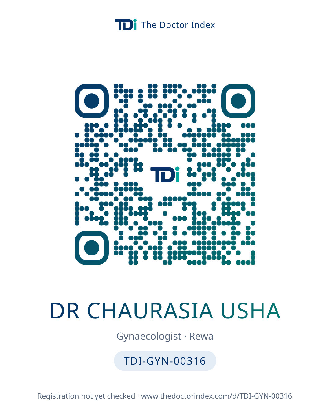 QR card for Dr Chaurasia Usha, TDI-GYN-00316
