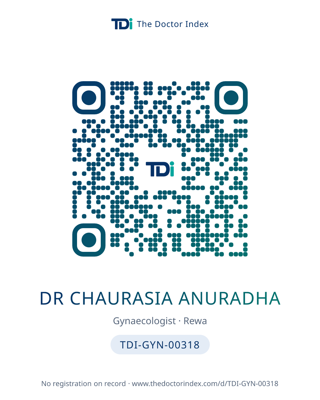 QR card for Dr Chaurasia Anuradha, TDI-GYN-00318
