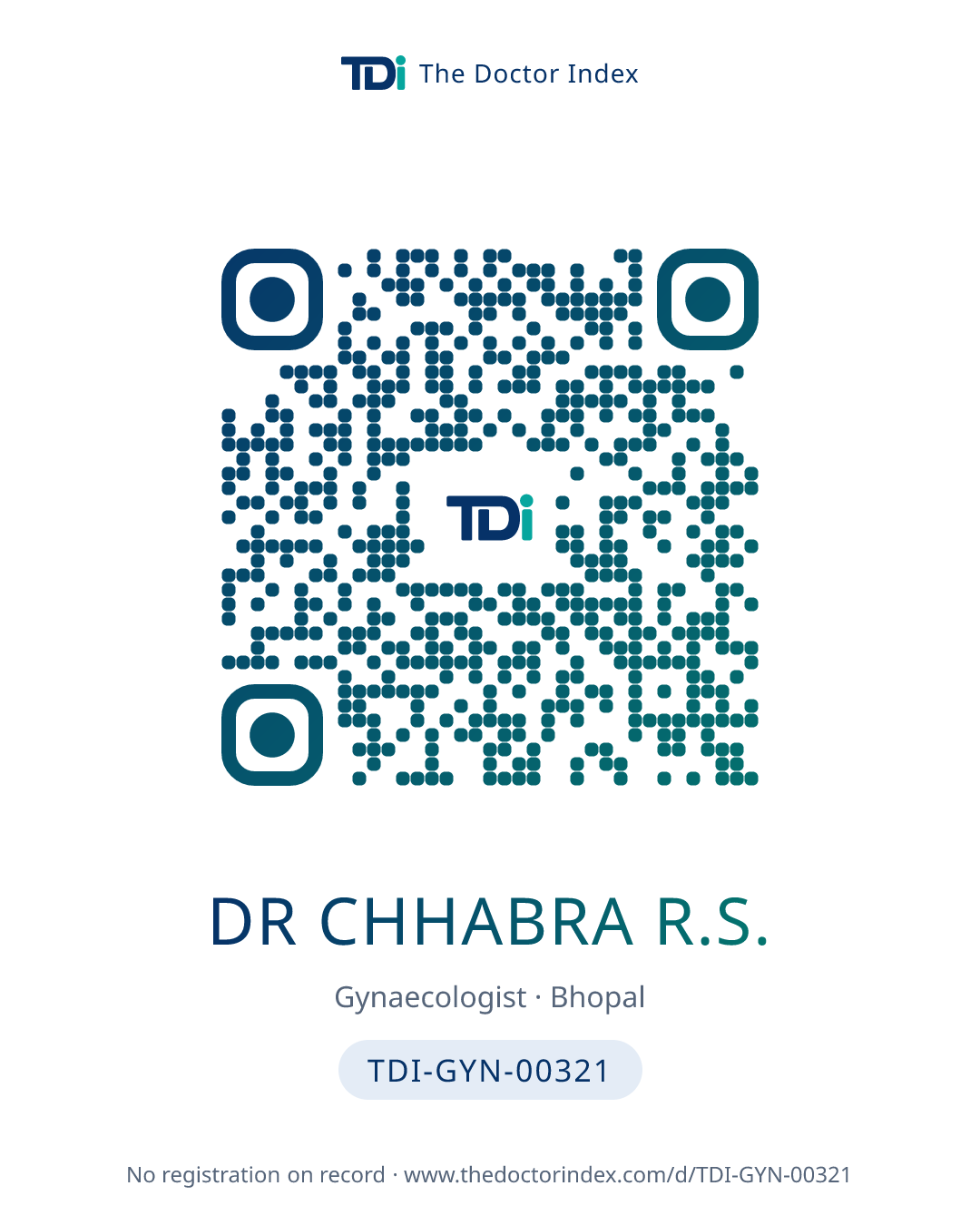 QR card for Dr Chhabra R.S., TDI-GYN-00321