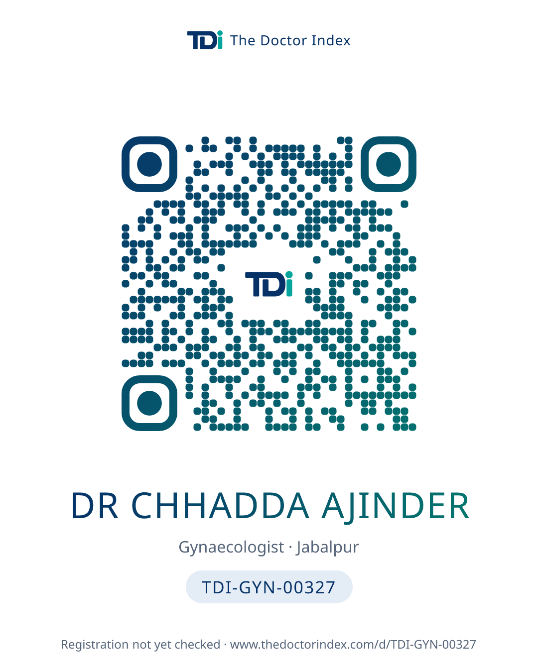 QR card for Dr Chhadda Ajinder, TDI-GYN-00327