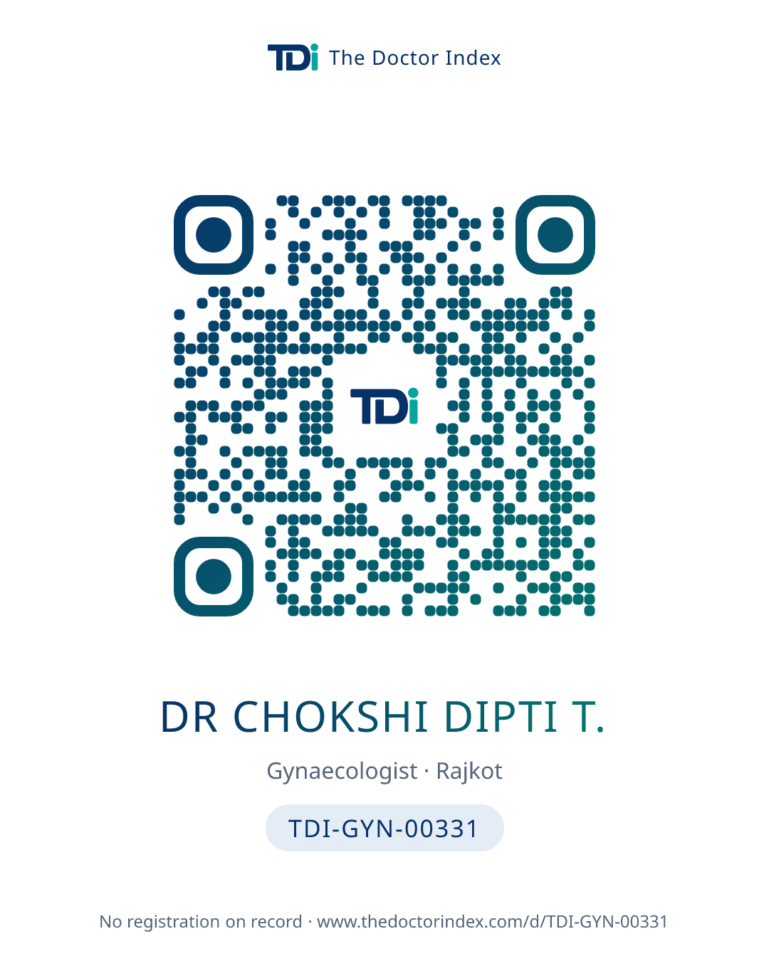 QR card for Dr Chokshi Dipti T., TDI-GYN-00331