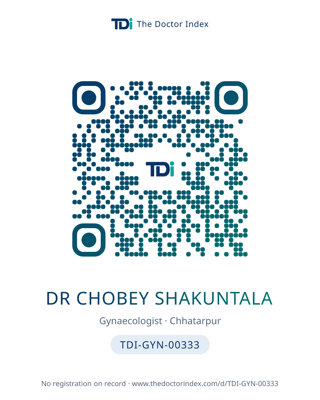 QR card for Dr Chobey Shakuntala, TDI-GYN-00333