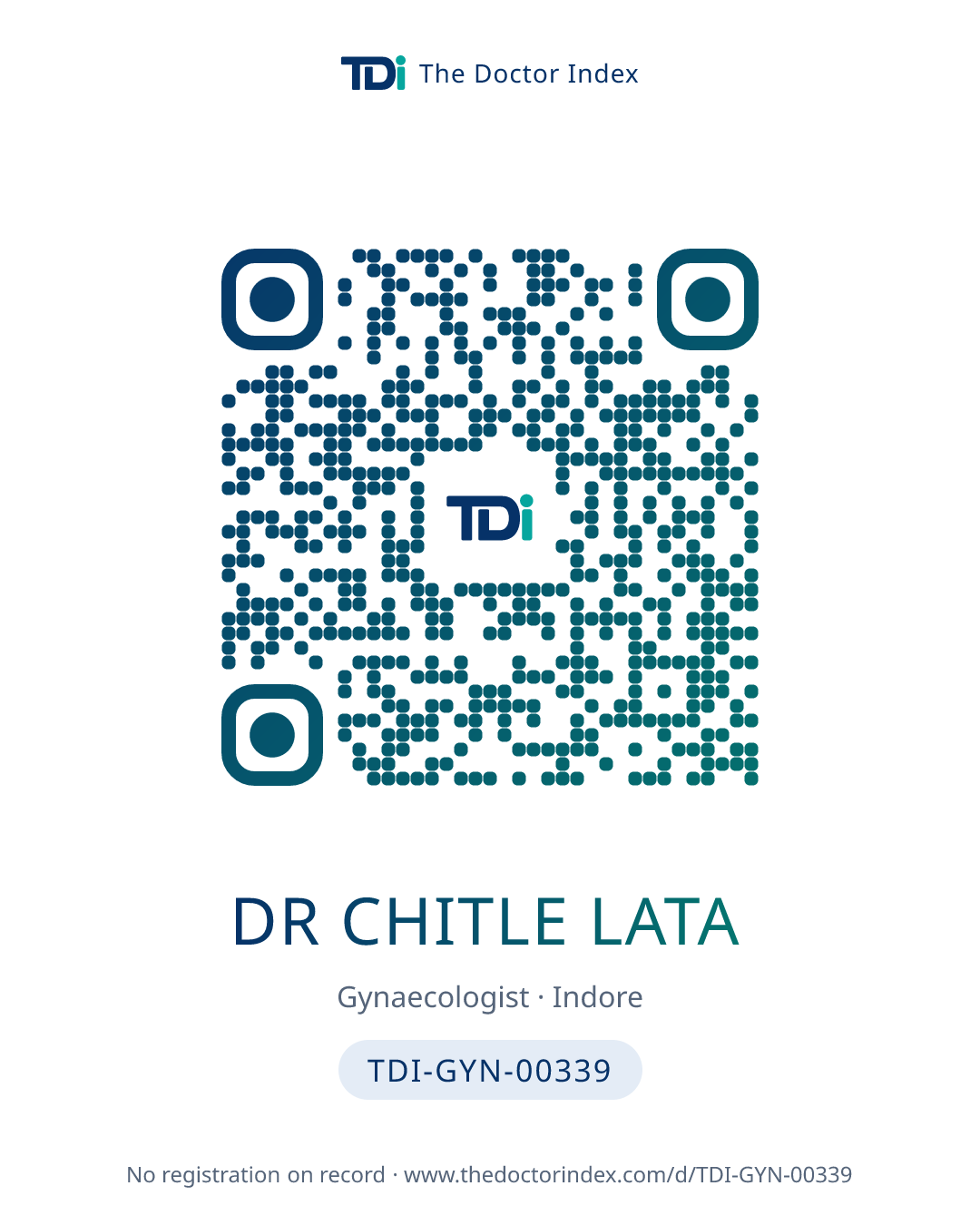 QR card for Dr Chitle Lata, TDI-GYN-00339