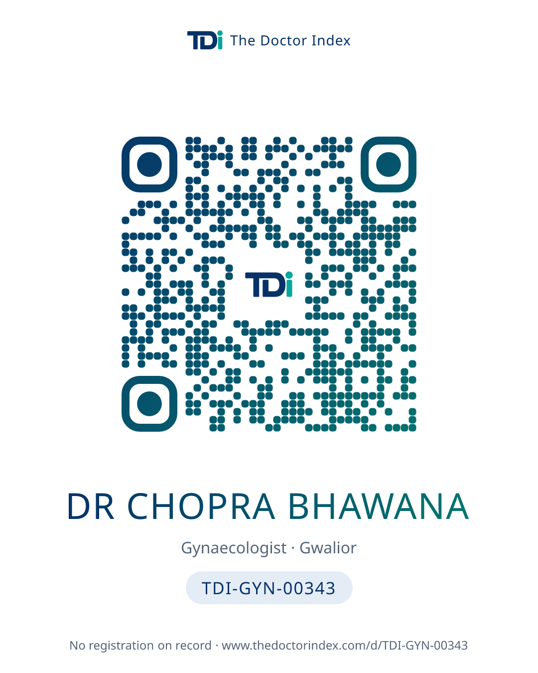 QR card for Dr Chopra Bhawana, TDI-GYN-00343