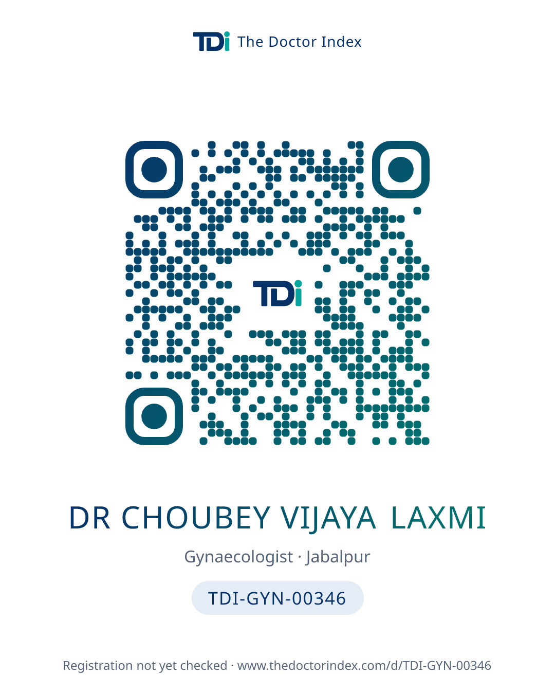 QR card for Dr Choubey Vijaya Laxmi, TDI-GYN-00346