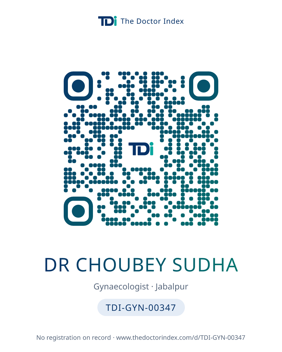 QR card for Dr Choubey Sudha, TDI-GYN-00347