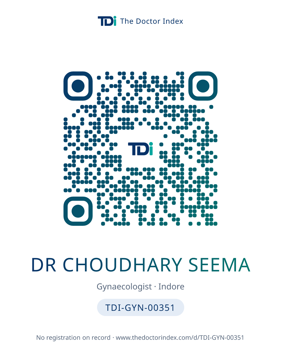 QR card for Dr Choudhary Seema, TDI-GYN-00351