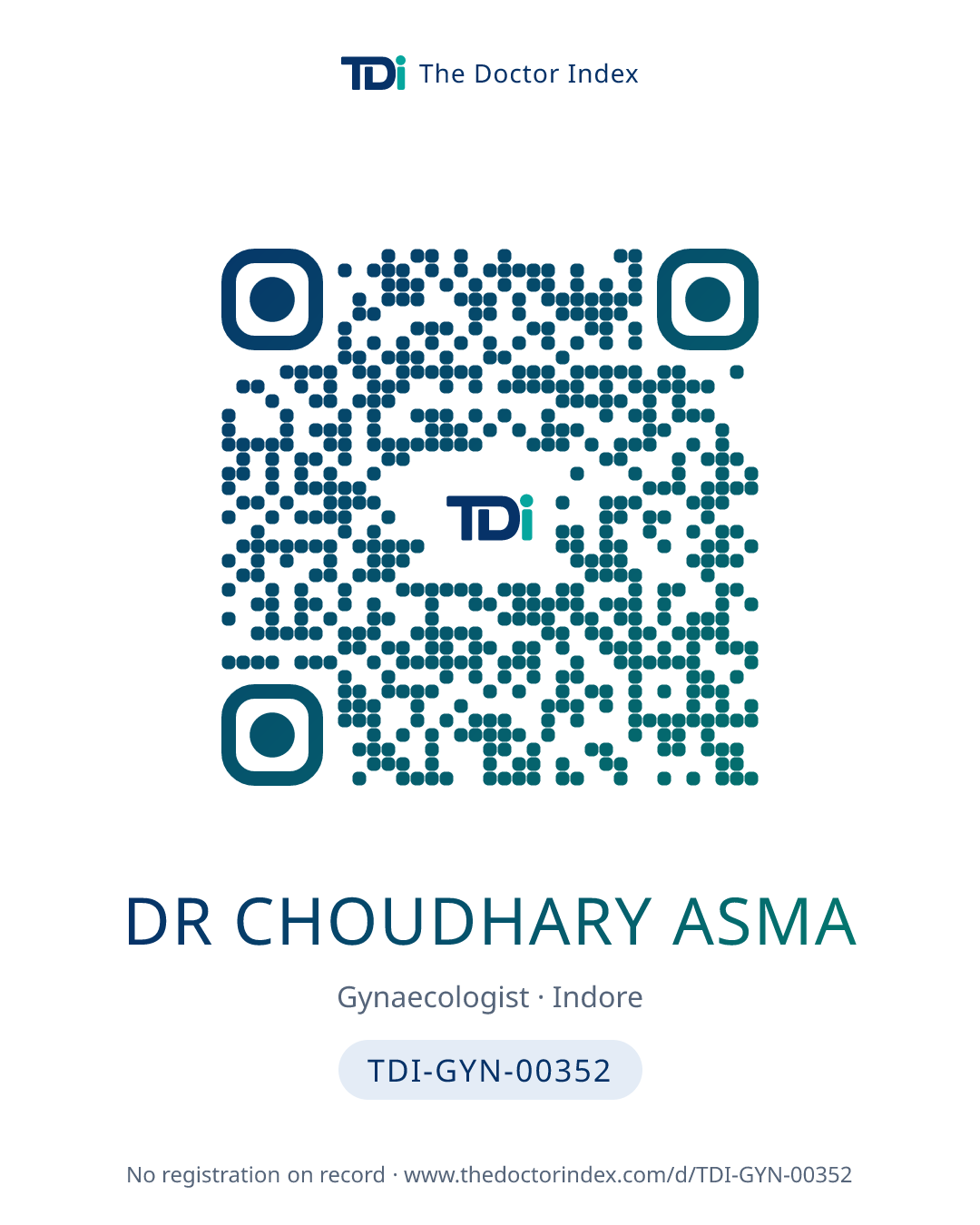 QR card for Dr Choudhary Asma, TDI-GYN-00352