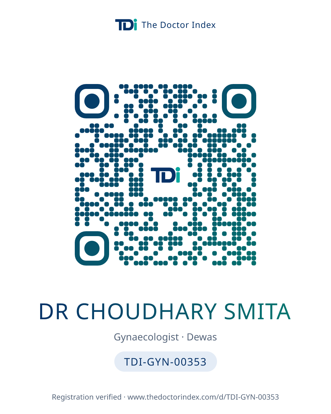 QR card for Dr Choudhary Smita, TDI-GYN-00353