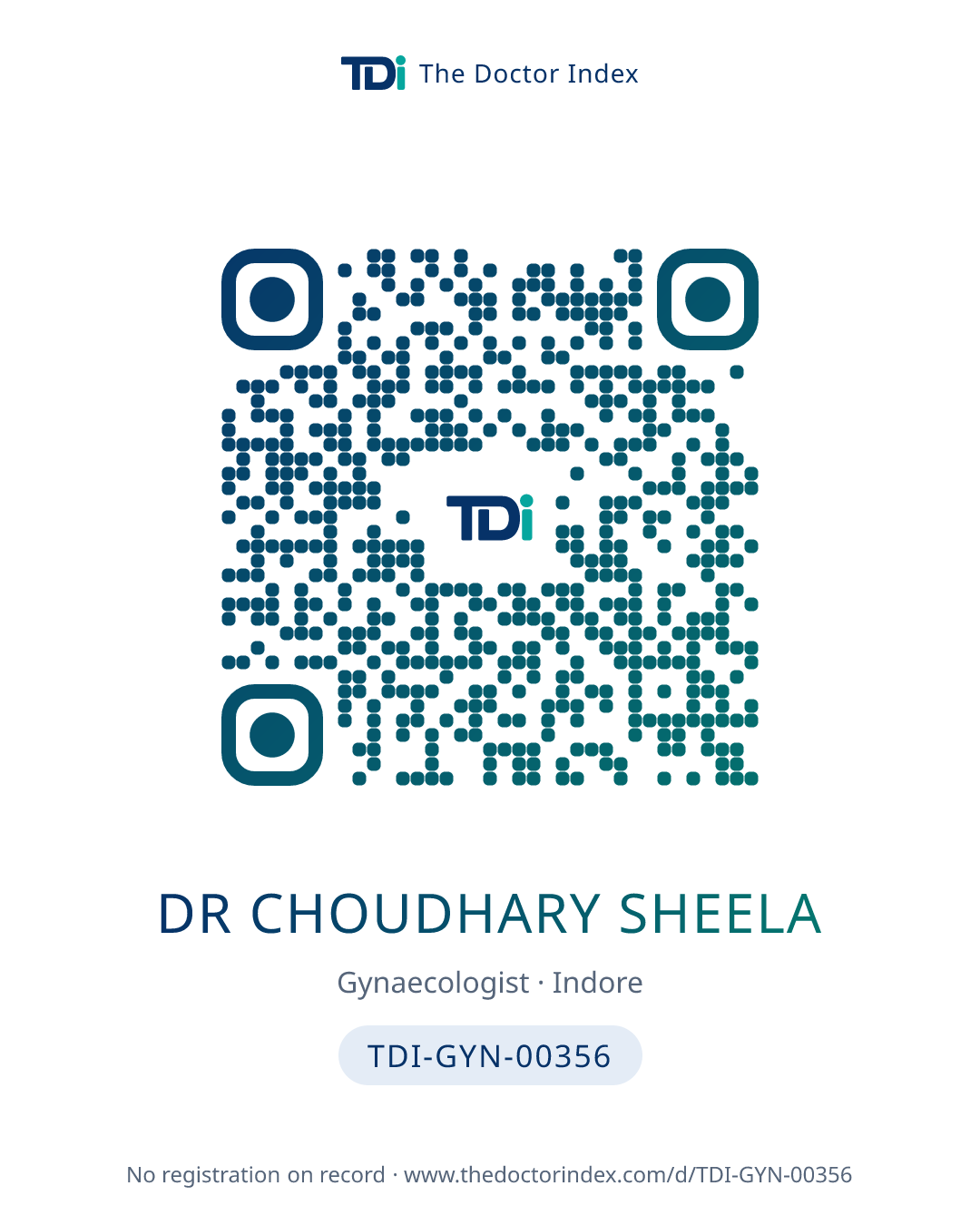QR card for Dr Choudhary Sheela, TDI-GYN-00356