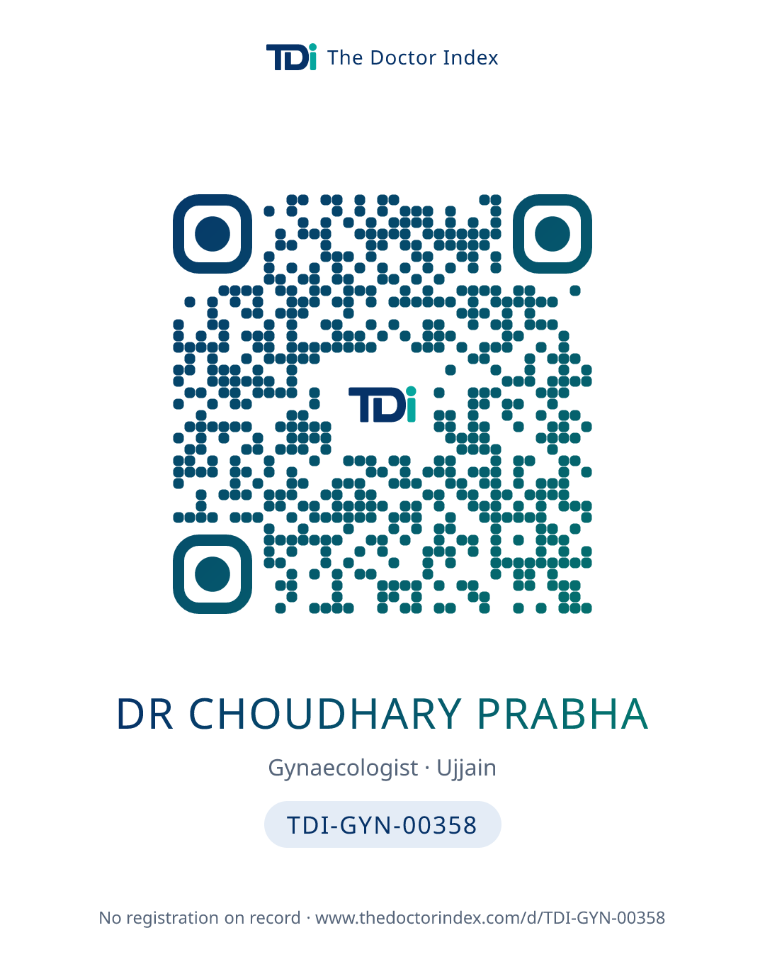 QR card for Dr Choudhary Prabha, TDI-GYN-00358