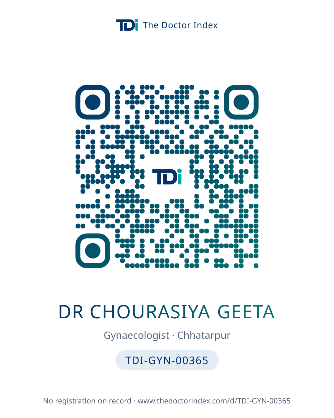 QR card for Dr Chourasiya Geeta, TDI-GYN-00365