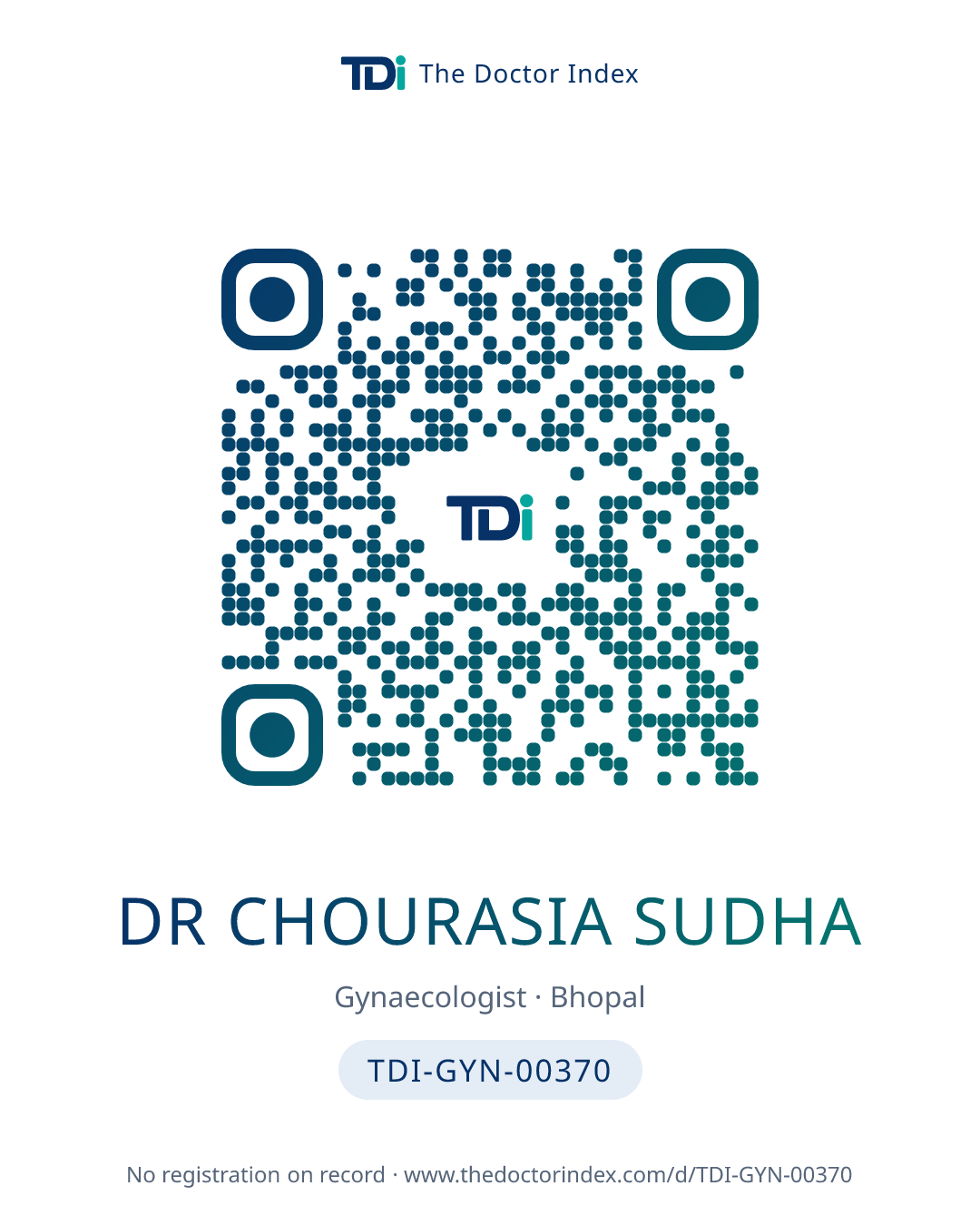 QR card for Dr Chourasia Sudha, TDI-GYN-00370