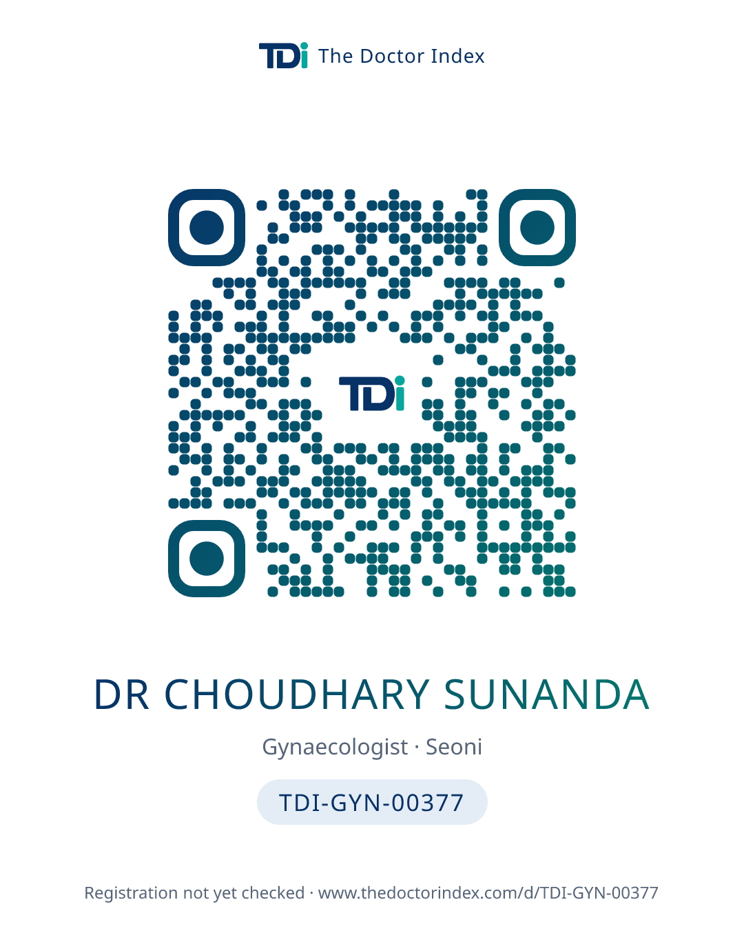 QR card for Dr Choudhary Sunanda, TDI-GYN-00377