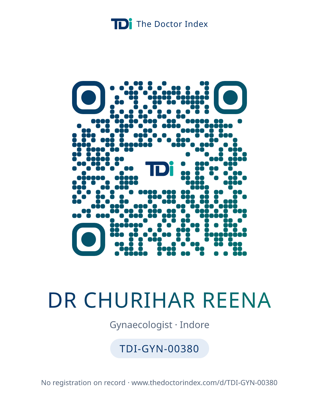 QR card for Dr Churihar Reena, TDI-GYN-00380