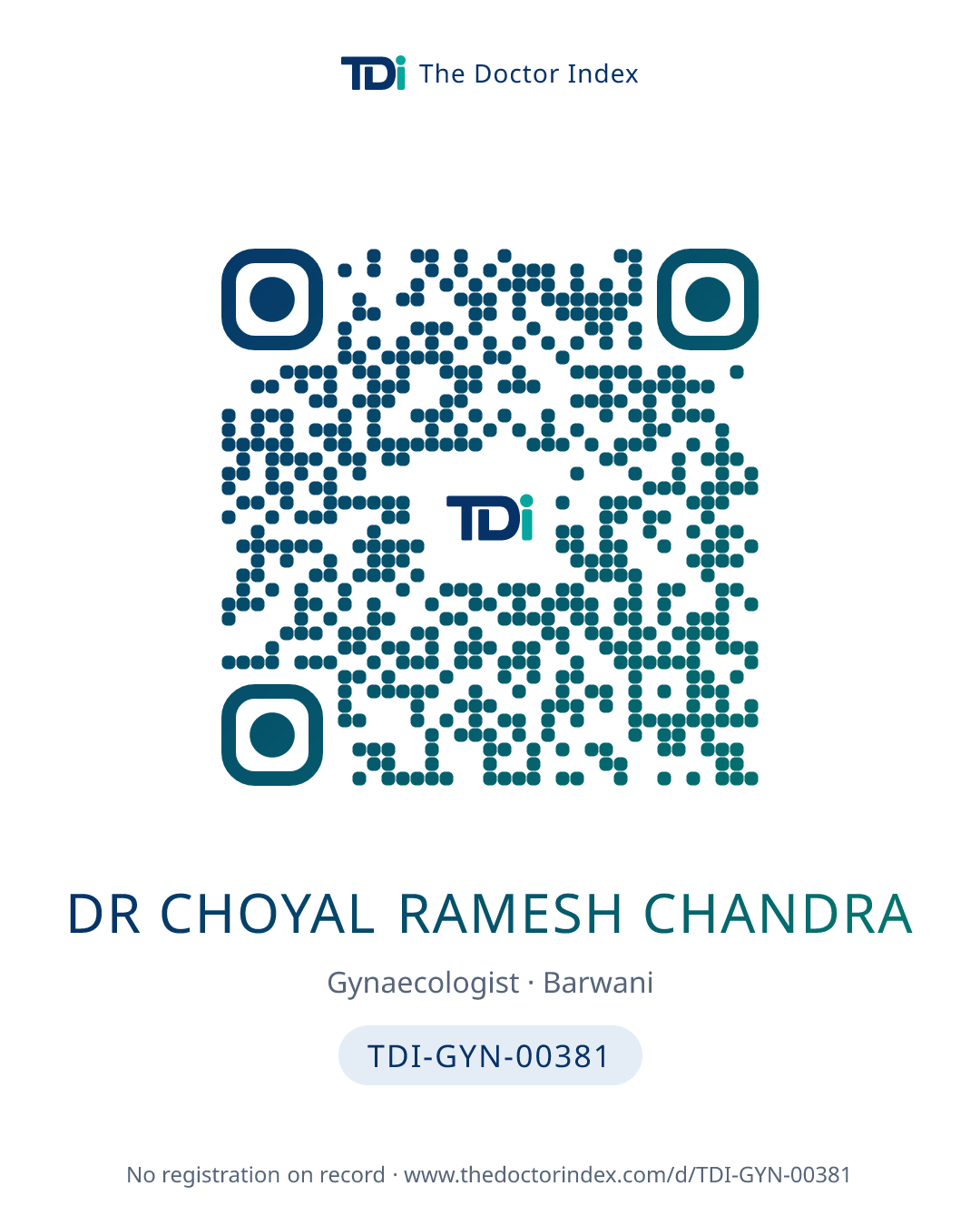 QR card for Dr Choyal Ramesh Chandra, TDI-GYN-00381