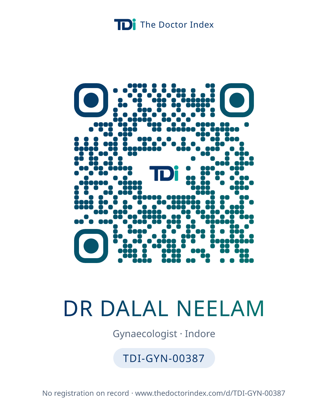 QR card for Dr Dalal Neelam, TDI-GYN-00387