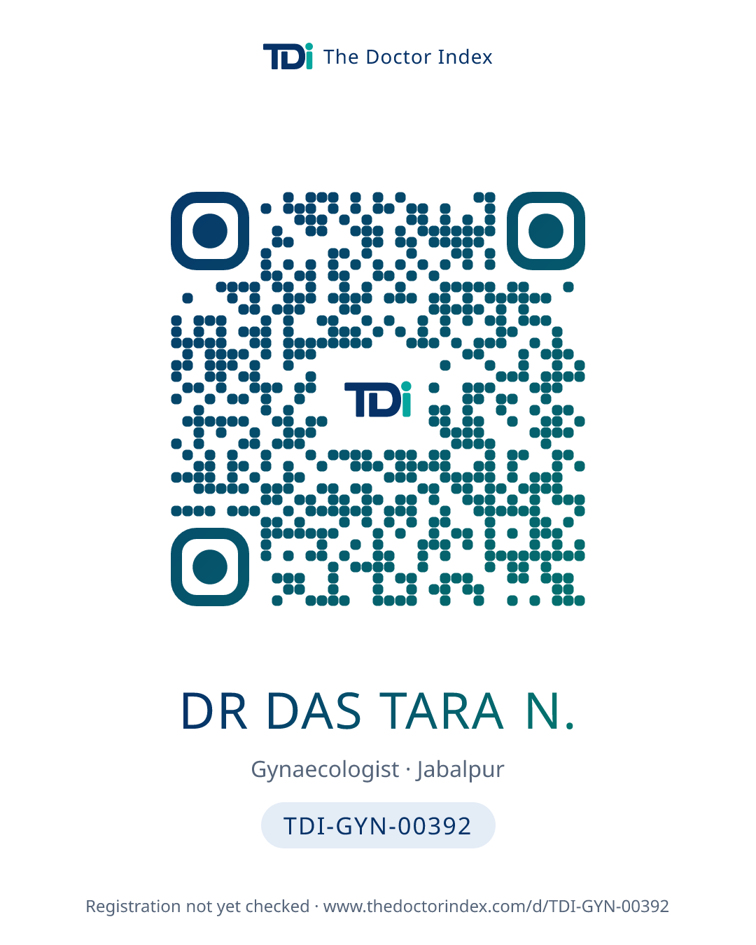 QR card for Dr Das Tara N., TDI-GYN-00392