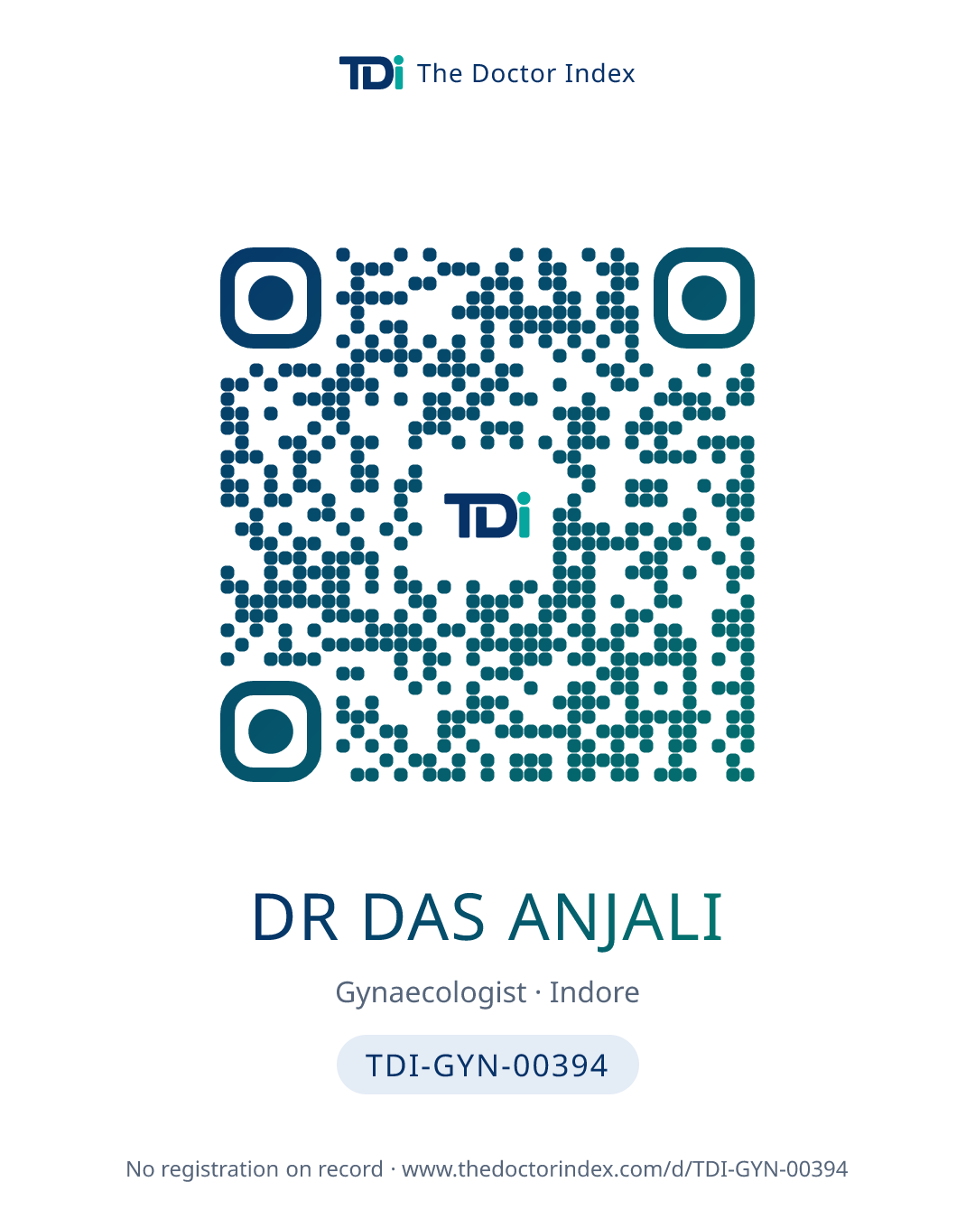 QR card for Dr Das Anjali, TDI-GYN-00394