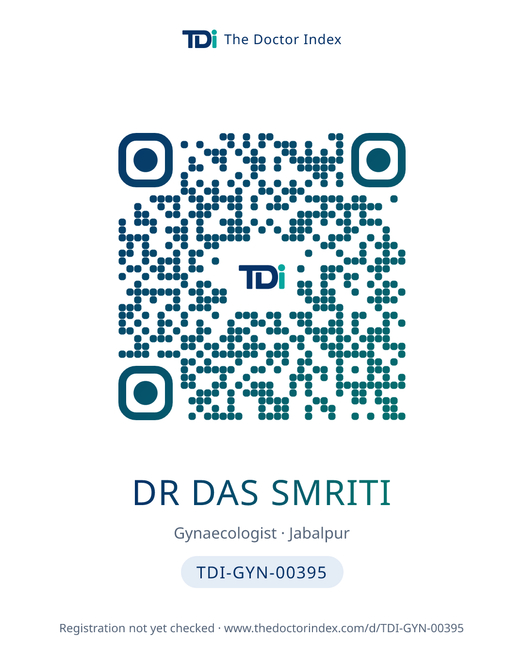 QR card for Dr Das Smriti, TDI-GYN-00395
