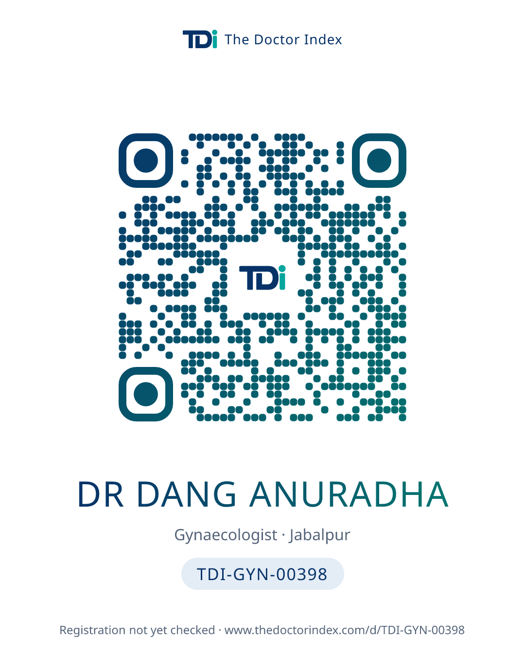QR card for Dr Dang Anuradha, TDI-GYN-00398