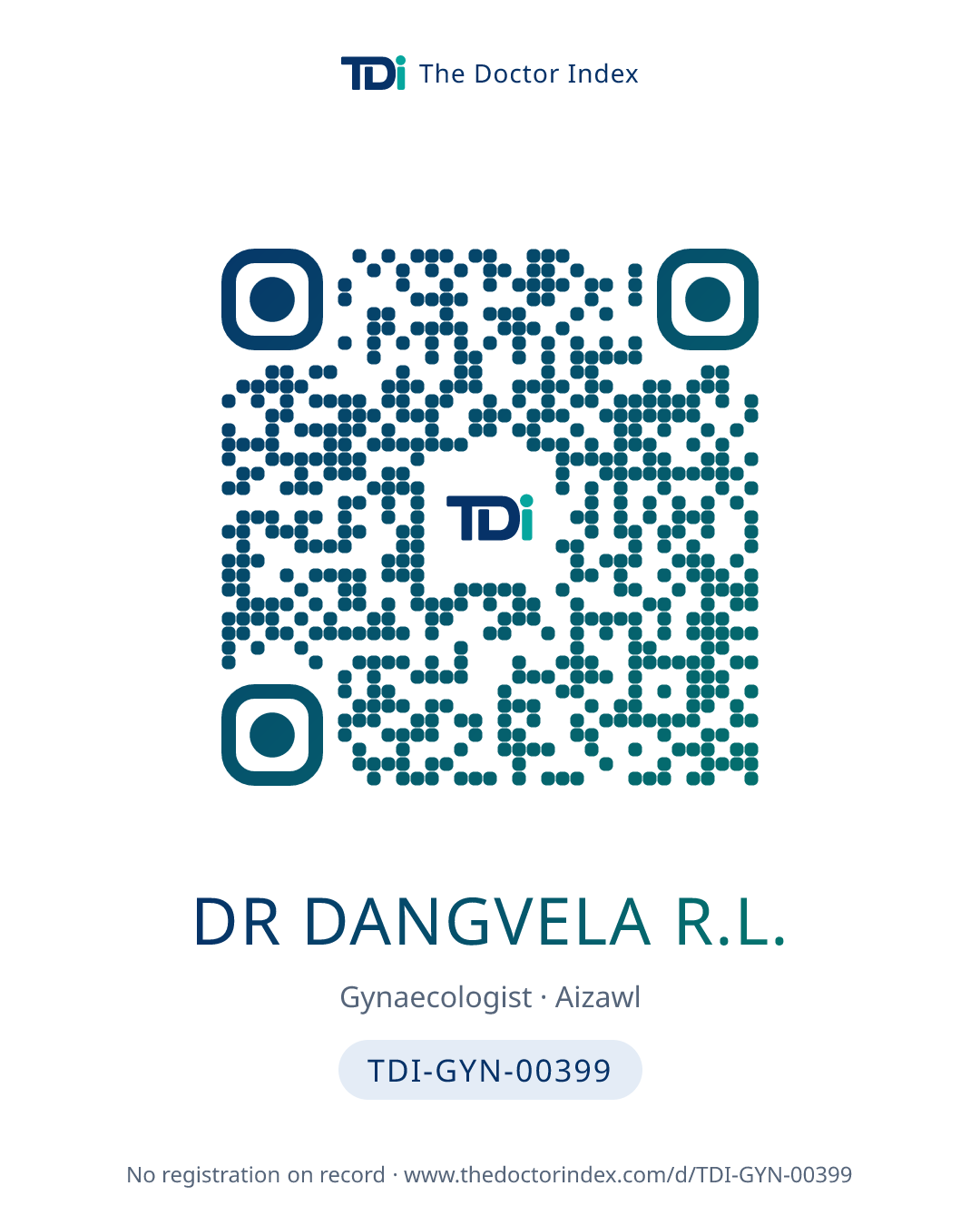 QR card for Dr Dangvela R.L., TDI-GYN-00399