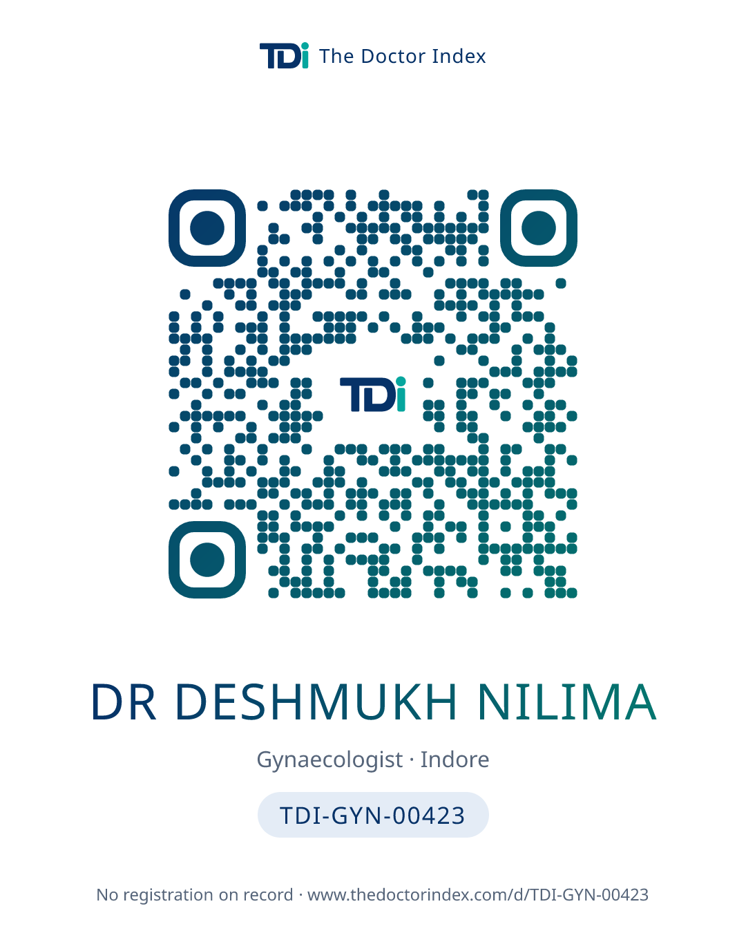 QR card for Dr Deshmukh Nilima, TDI-GYN-00423