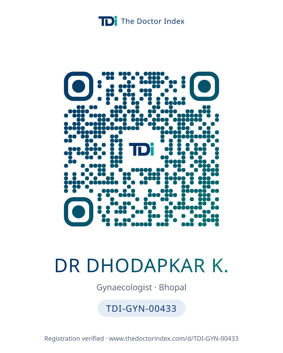 QR card for Dr Dhodapkar K., TDI-GYN-00433