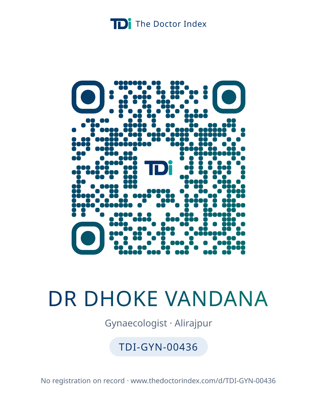 QR card for Dr Dhoke Vandana, TDI-GYN-00436