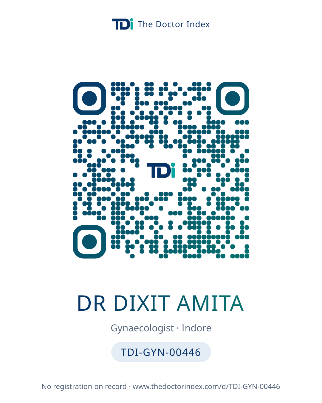 QR card for Dr Dixit Amita, TDI-GYN-00446