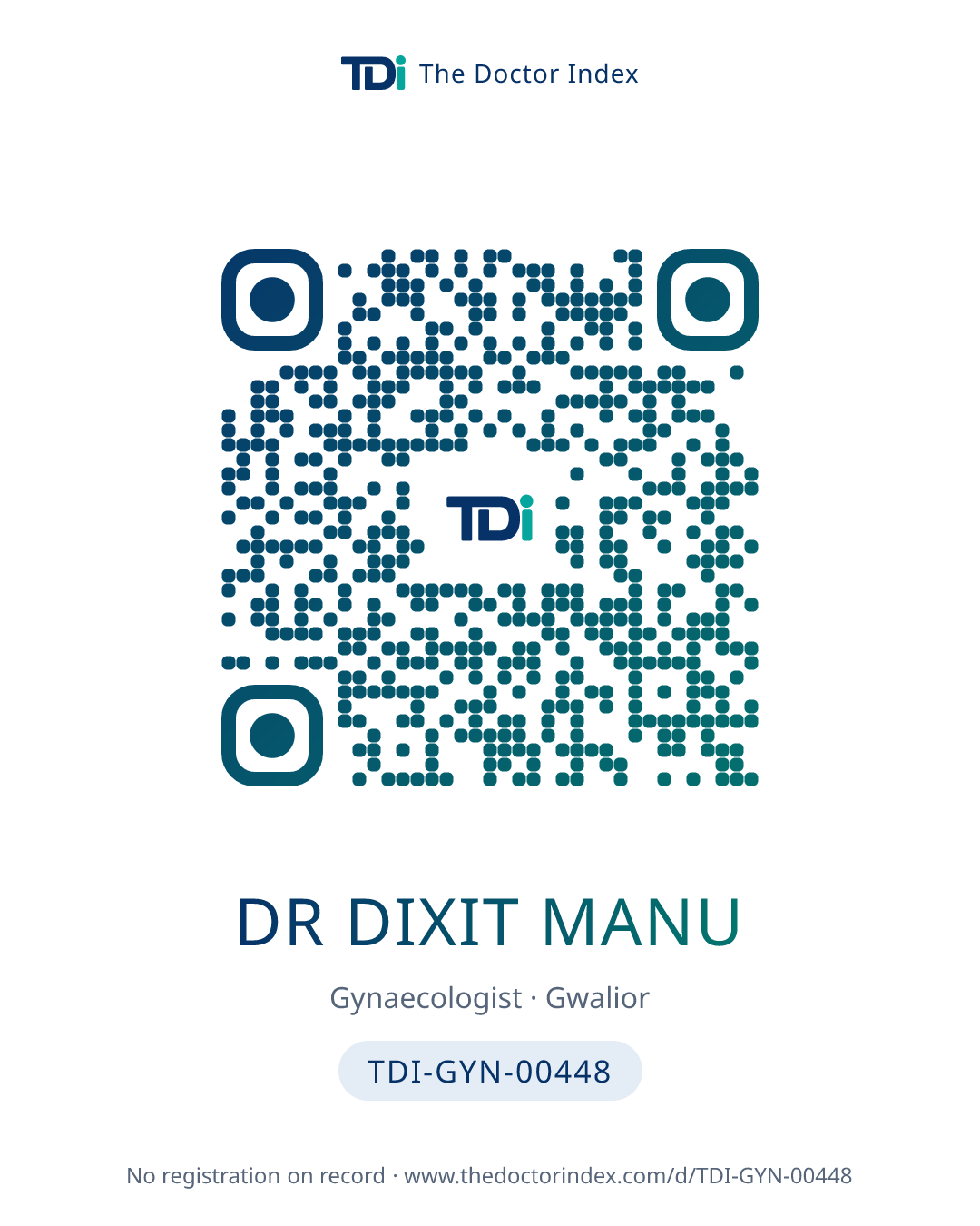 QR card for Dr Dixit Manu, TDI-GYN-00448