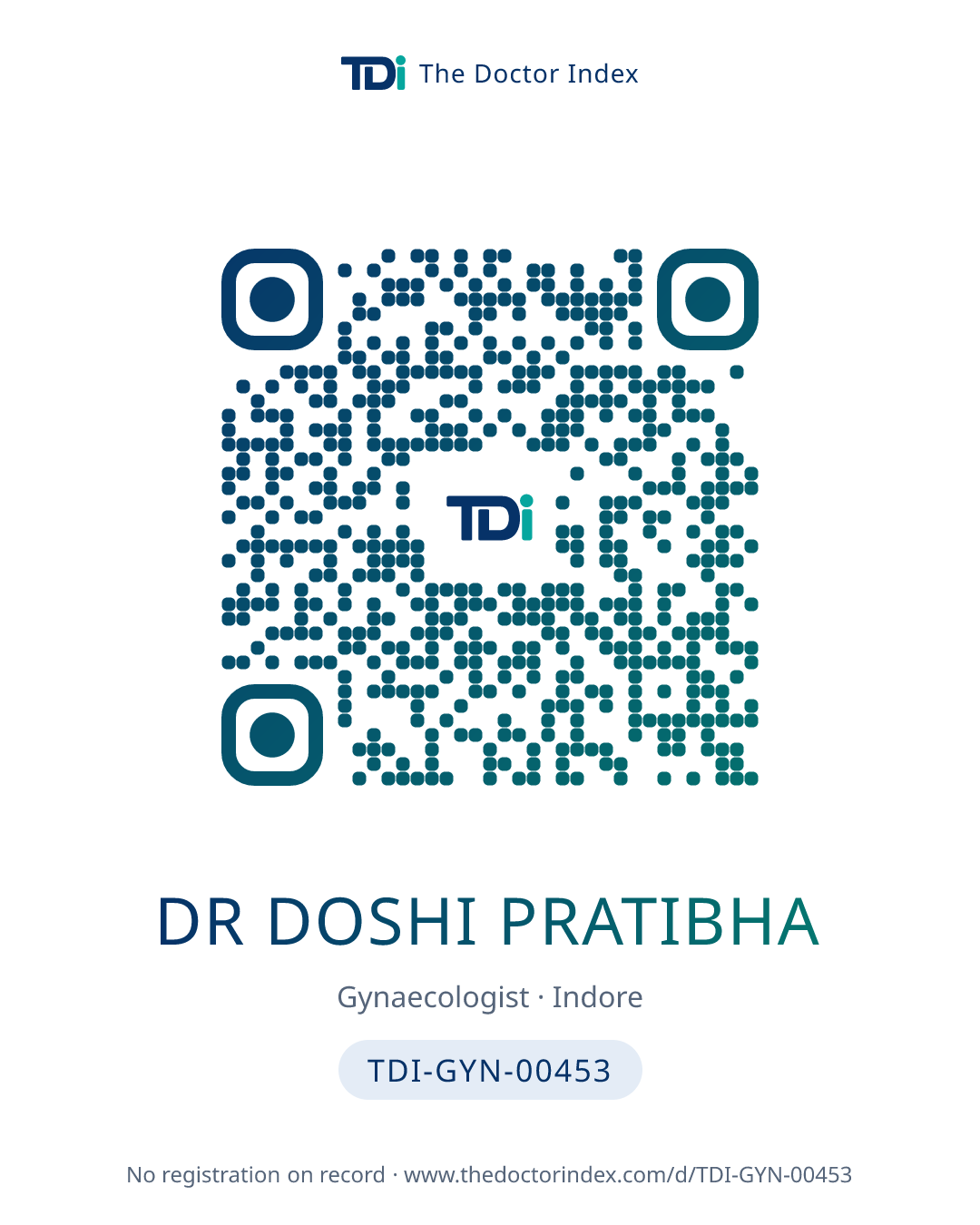 QR card for Dr Doshi Pratibha, TDI-GYN-00453