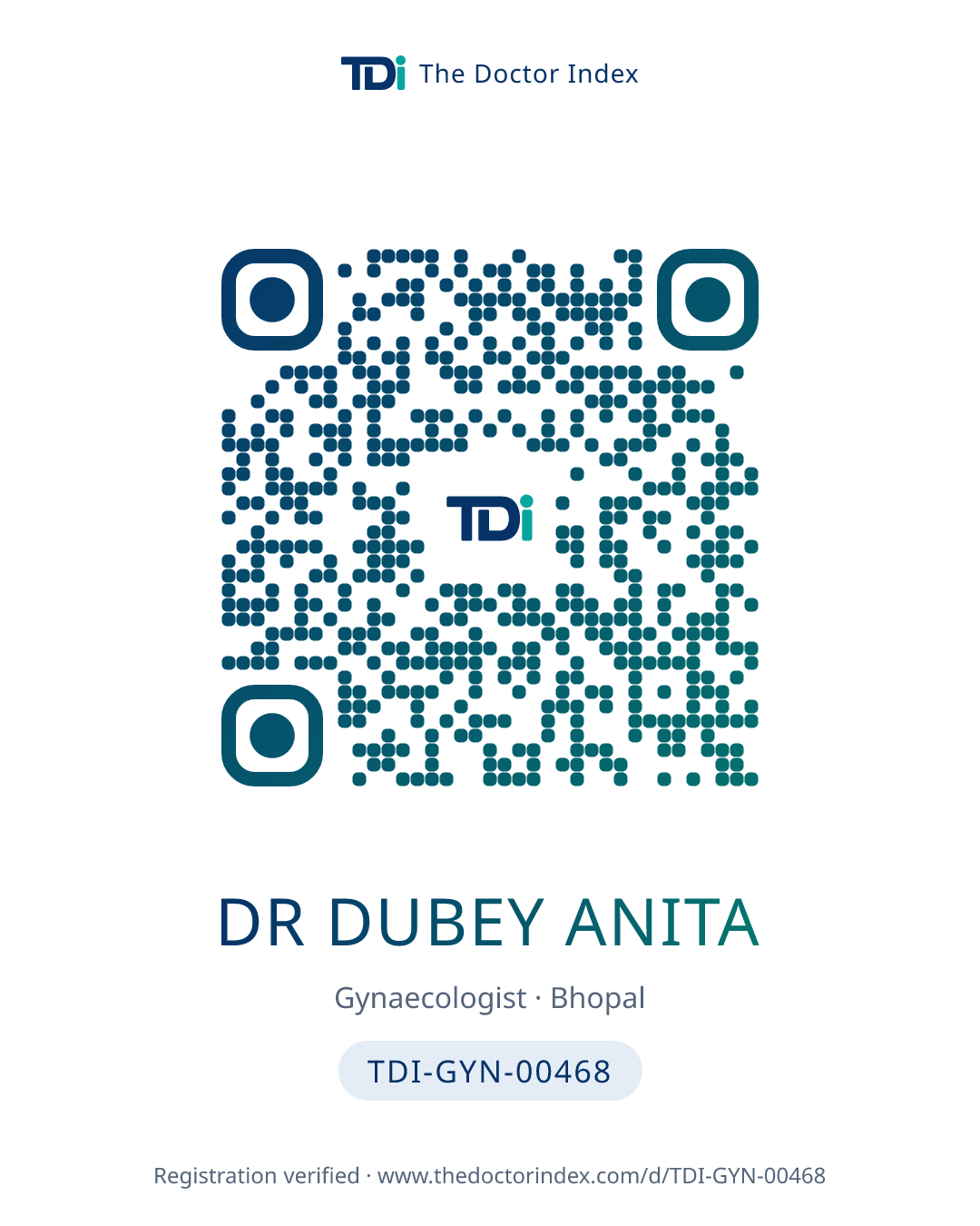 QR card for Dr Dubey Anita, TDI-GYN-00468
