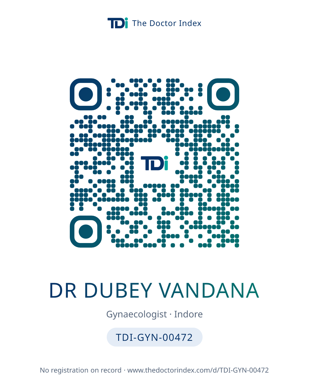 QR card for Dr Dubey Vandana, TDI-GYN-00472