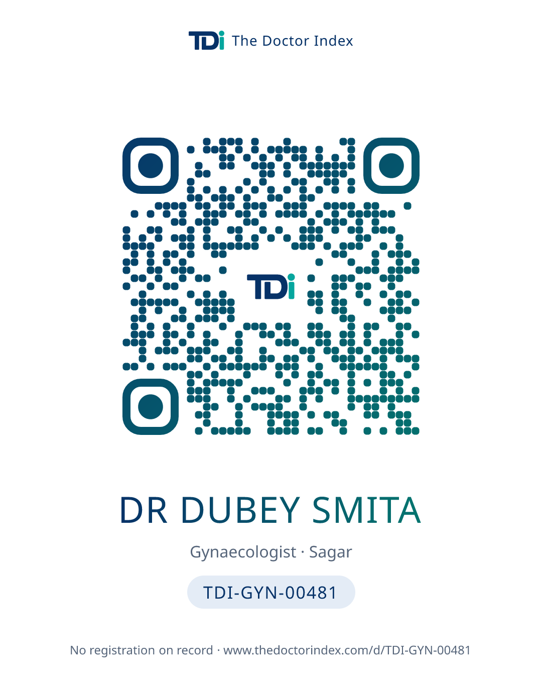 QR card for Dr Dubey Smita, TDI-GYN-00481