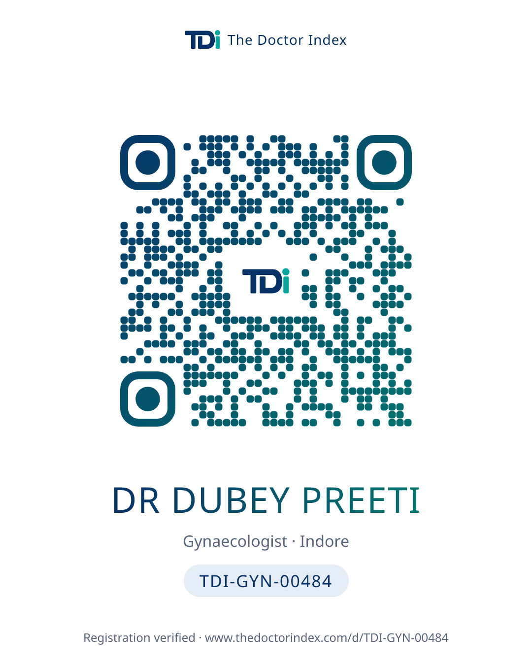 QR card for Dr Dubey Preeti, TDI-GYN-00484