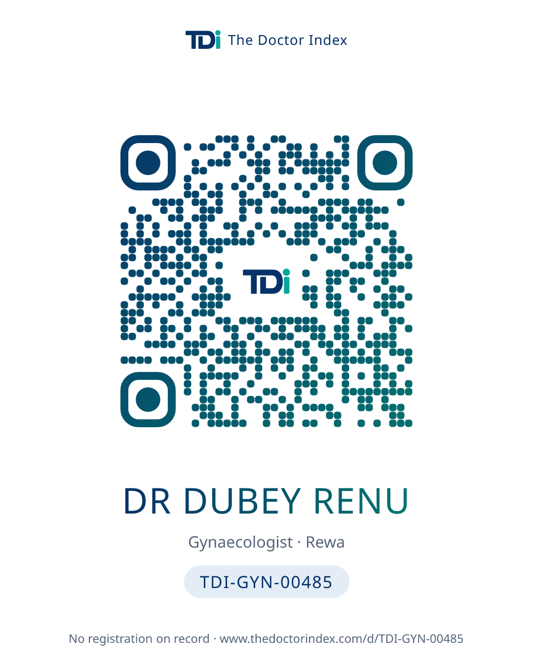 QR card for Dr Dubey Renu, TDI-GYN-00485