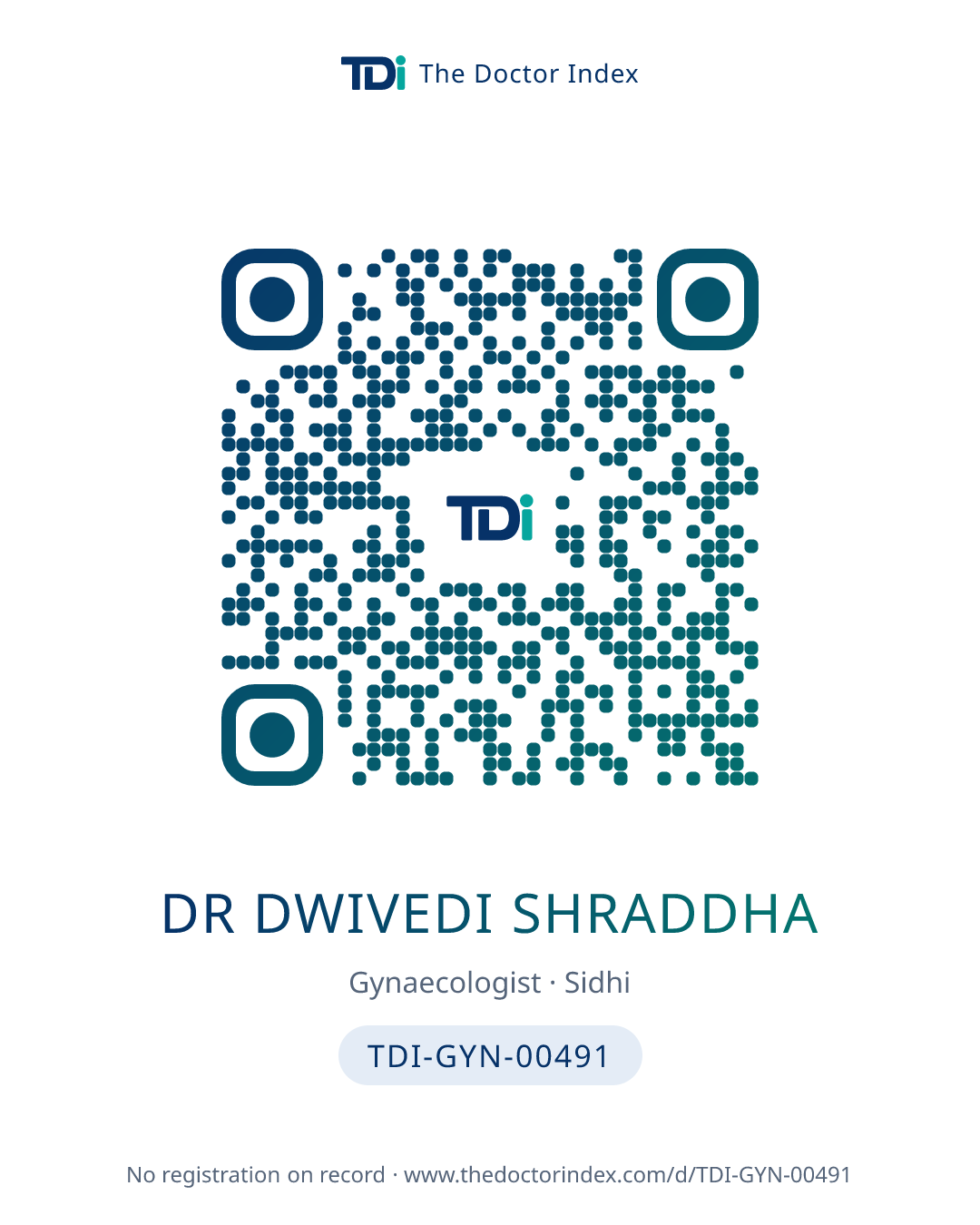 QR card for Dr Dwivedi Shraddha, TDI-GYN-00491