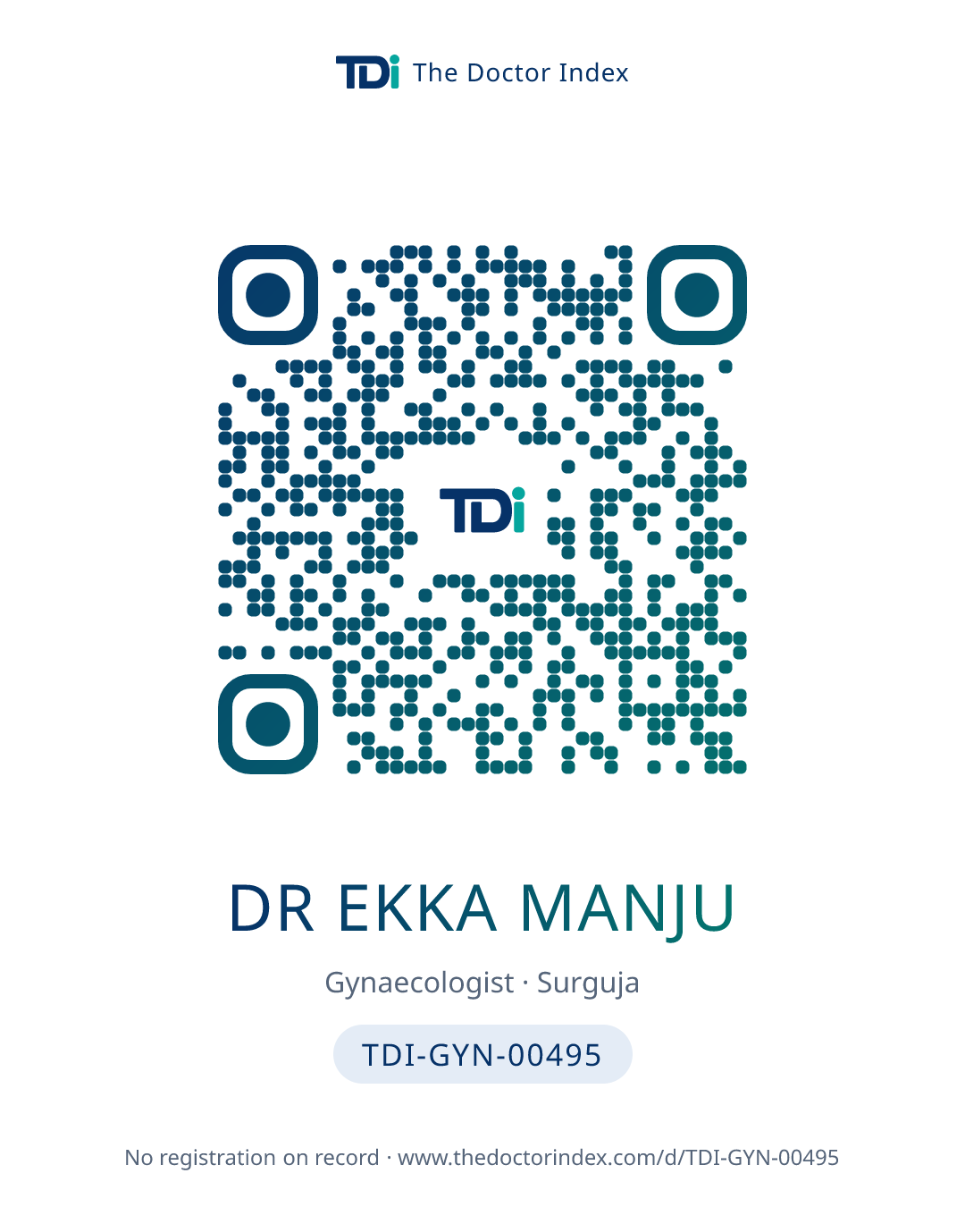 QR card for Dr Ekka Manju, TDI-GYN-00495