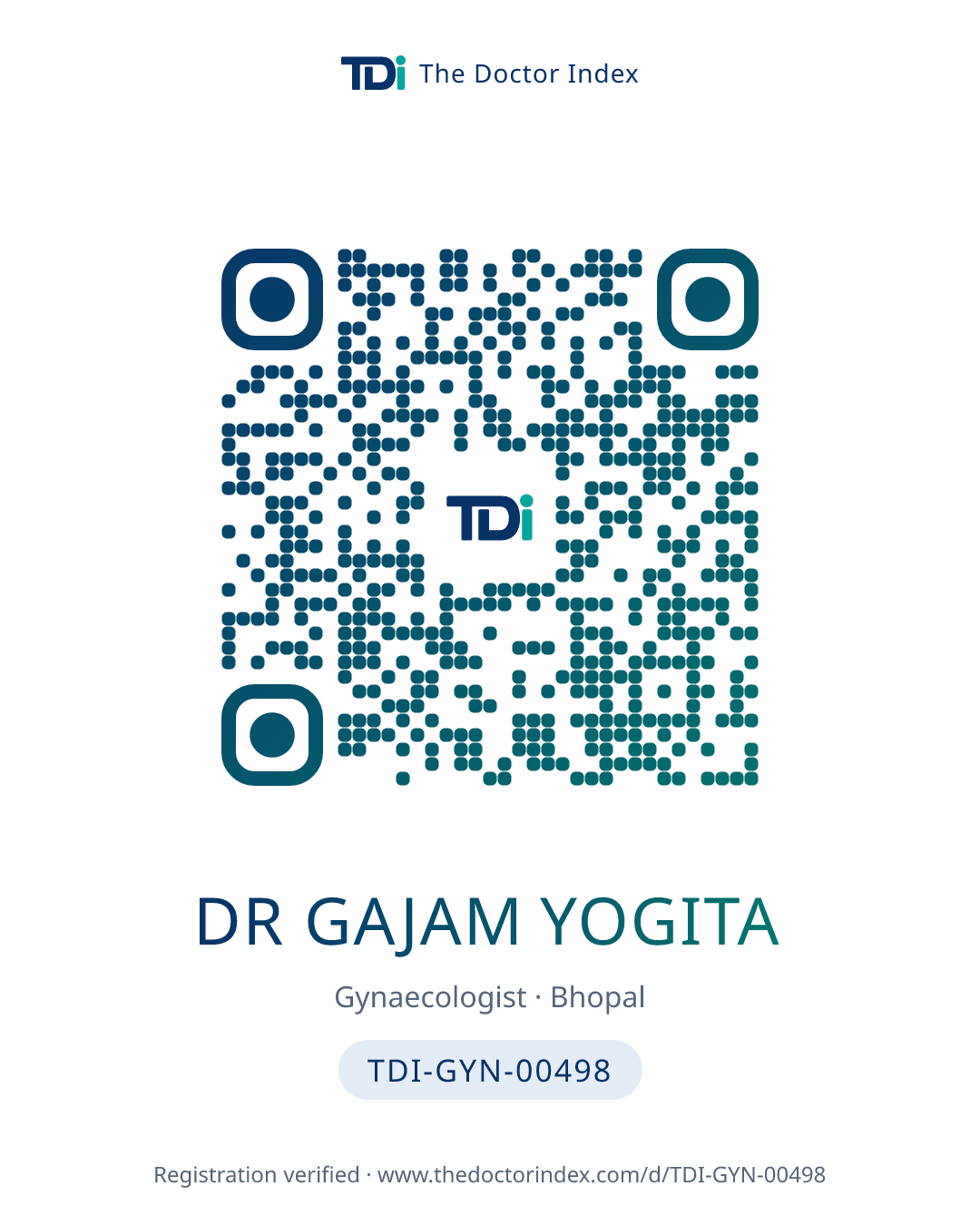 QR card for Dr Gajam Yogita, TDI-GYN-00498