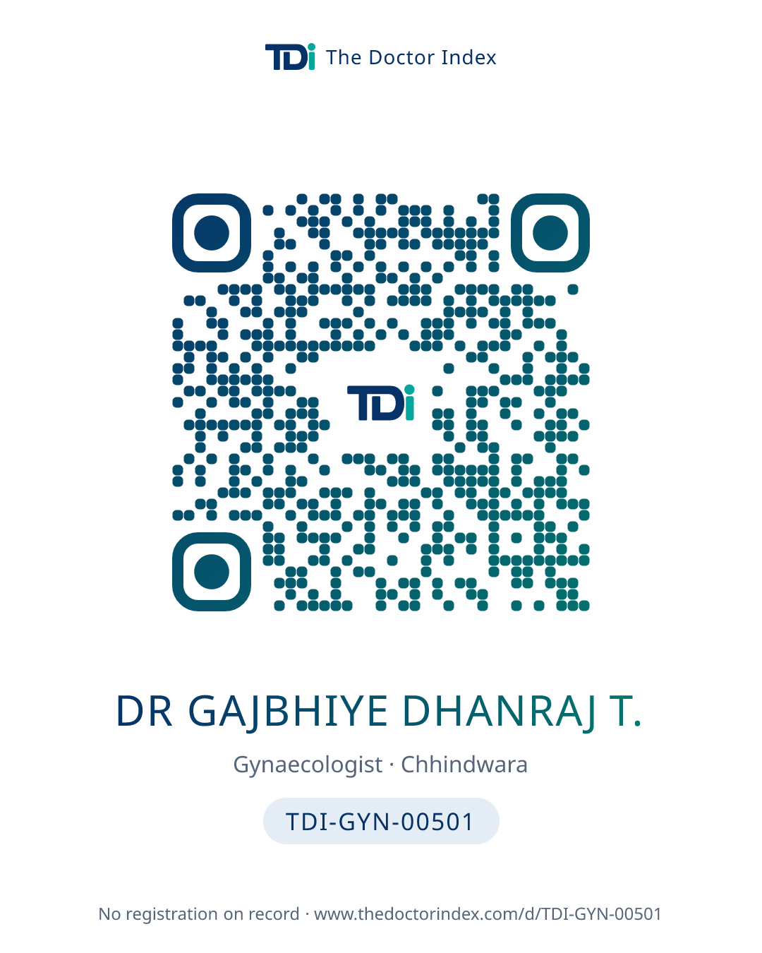 QR card for Dr Gajbhiye Dhanraj T., TDI-GYN-00501