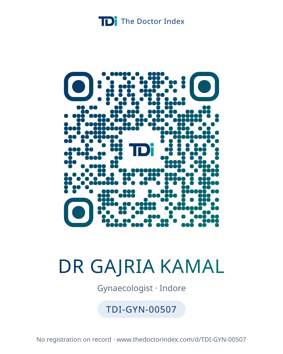 QR card for Dr Gajria Kamal, TDI-GYN-00507